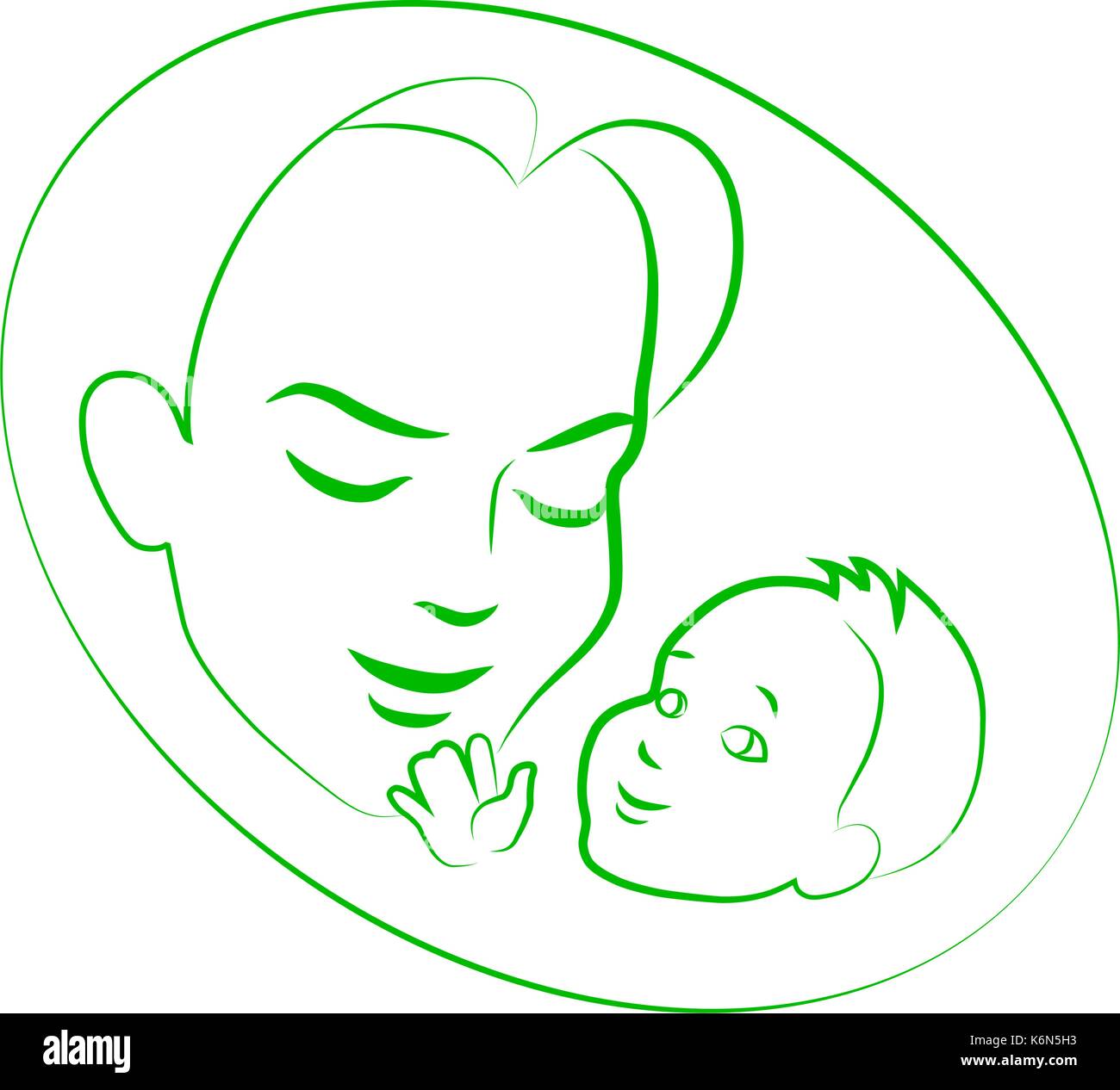 Illustrazione Vettoriale schizzo madre con bambino piccolo Illustrazione Vettoriale