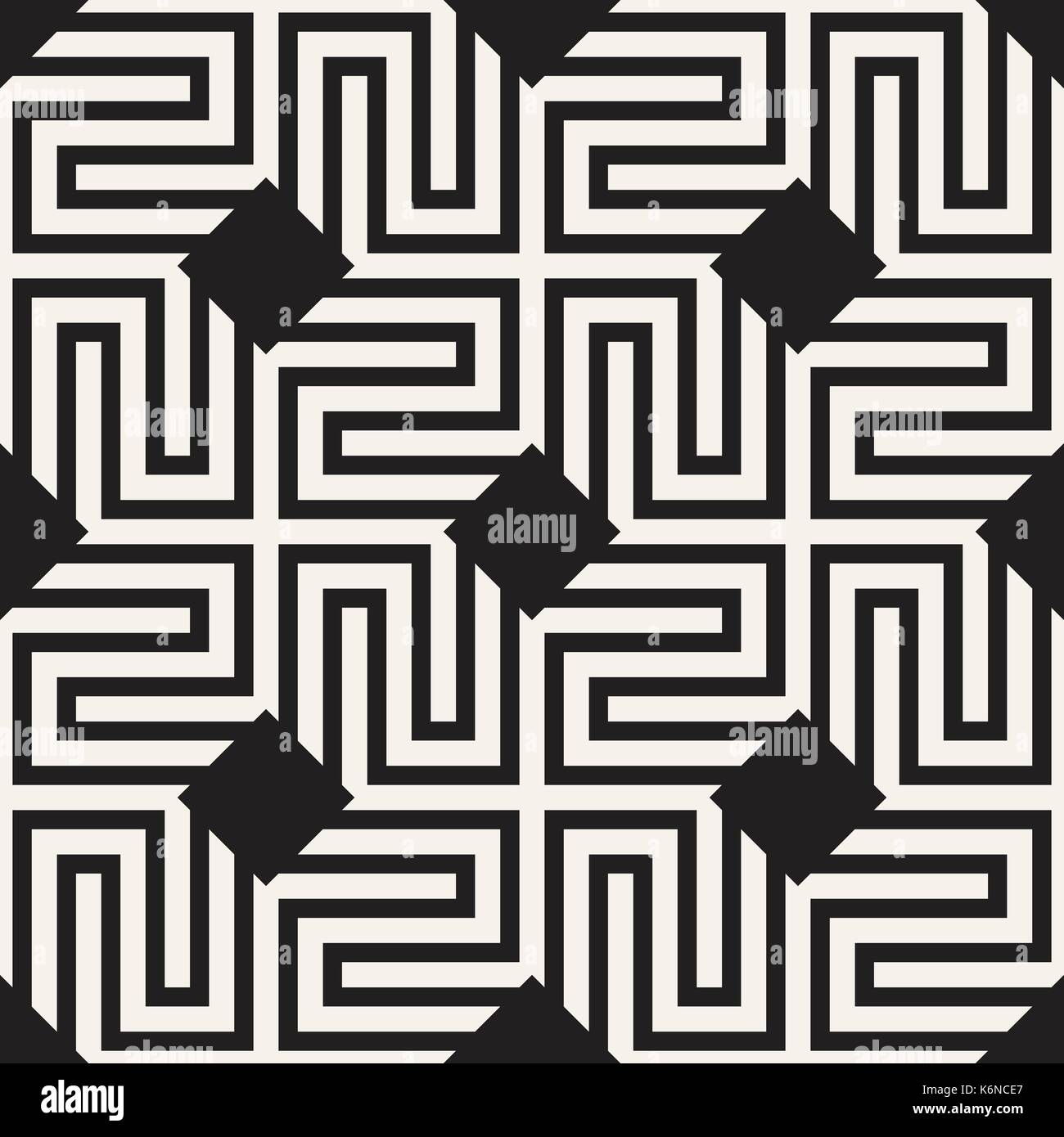 Abstract disegno geometrico con strisce, linee. vettore senza giunture ackground. bianco e nero texture di reticolo. Illustrazione Vettoriale