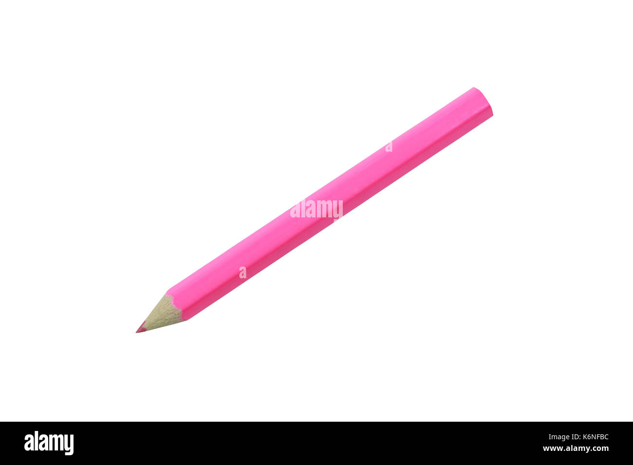 Legno di rosa pastello o matita colorata isolati su sfondo bianco e sono tracciati di ritaglio per una facile installazione. Foto Stock