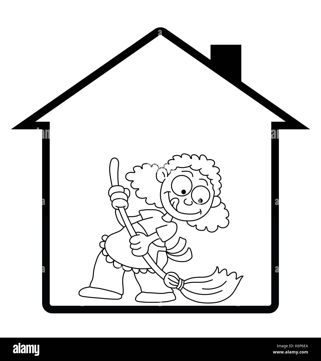 Rappresentazione di home pulizie di primavera isolato su sfondo bianco Foto Stock