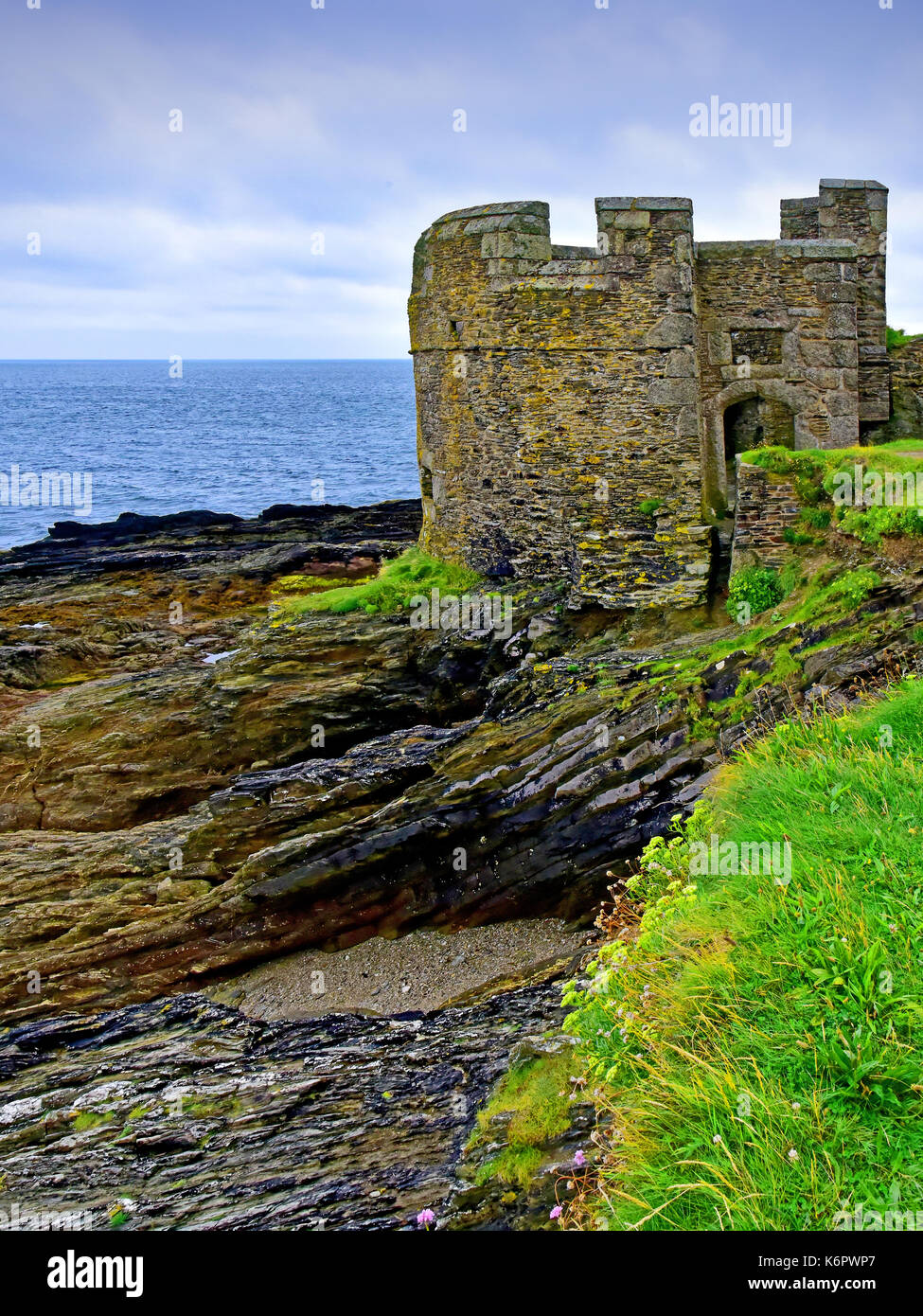 Falmouth cornwall pendennis point fort costiera Foto Stock