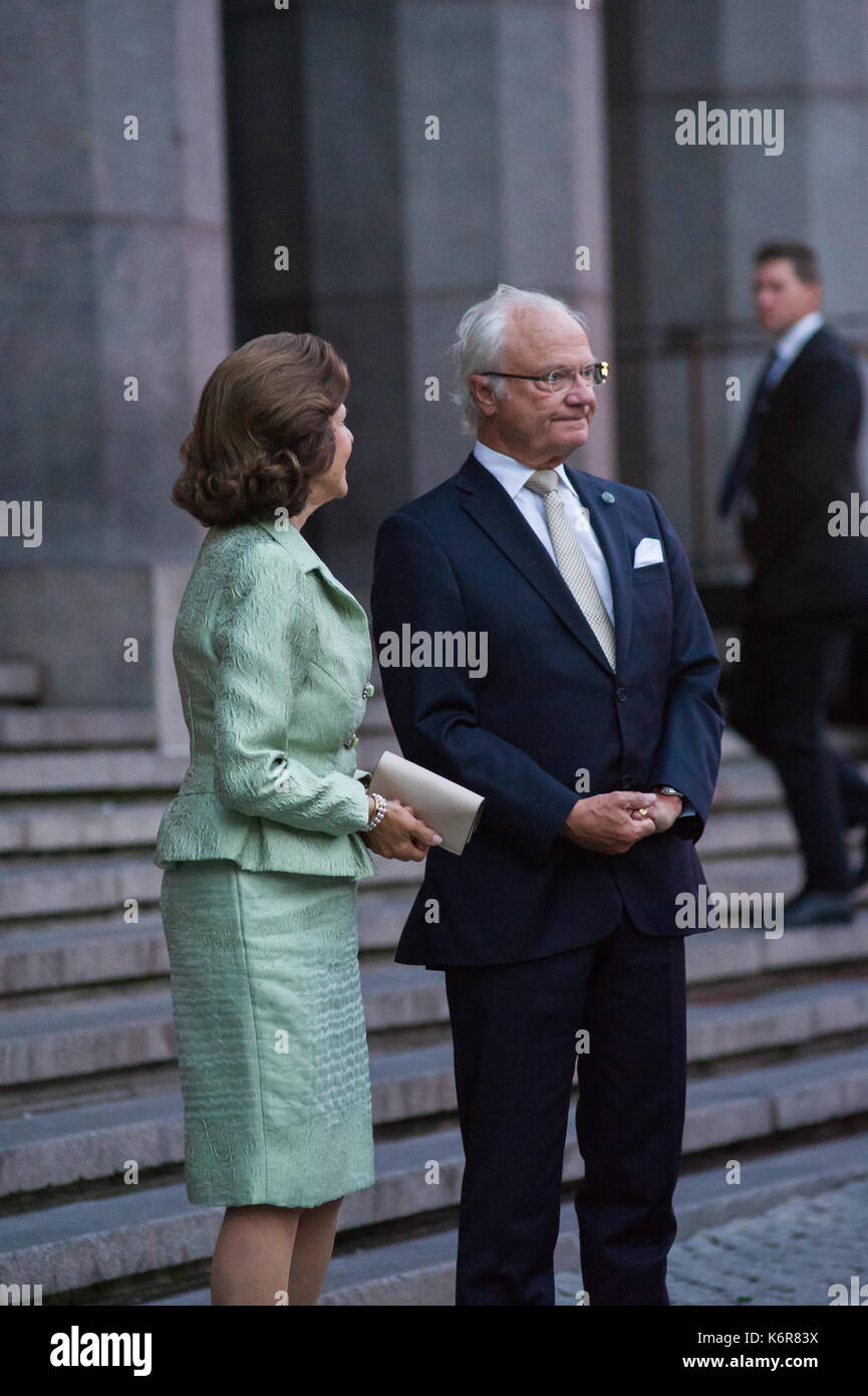 Stoccolma, Svezia, 12 settembre, 2017. Apertura del Riksdag. tonights concerto a Stoccolma concert hall, dovuta all'apertura del Riksdag. re Carl XVI Gustaf, regina silvia credito: barbro bergfeldt/alamy live news Foto Stock