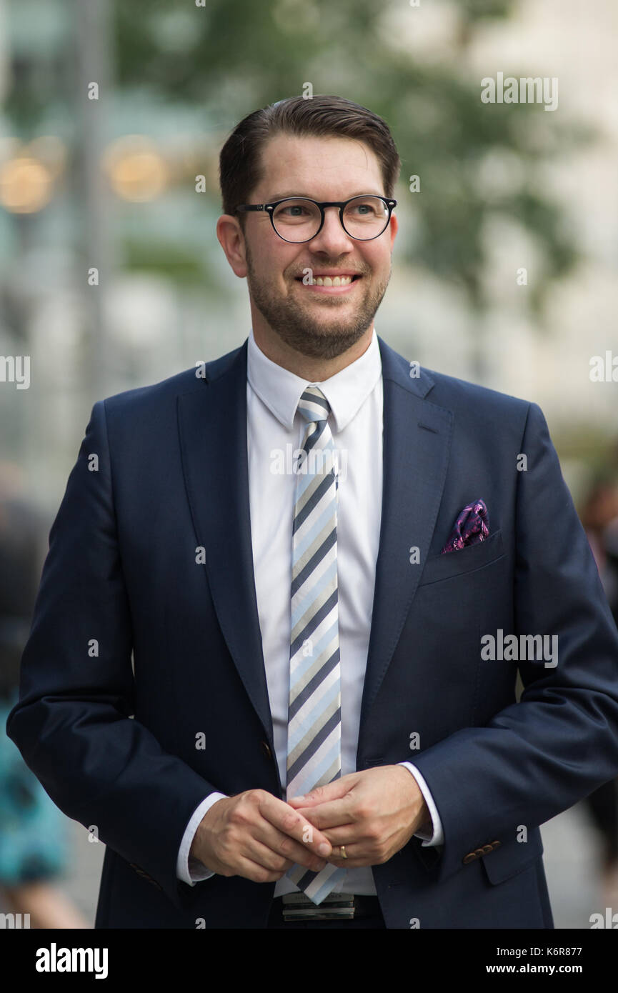 Stoccolma, Svezia, 12 settembre 2017. Apertura del Riksdag. Concerto di Tonights presso la Sala dei Concerti di Stoccolma, in seguito all'apertura del Riksdag. Leader del partito, Sweden Democrats (SD), Jimmie Akesson. Credit: Barbro Bergfeldt/Alamy Live News Foto Stock