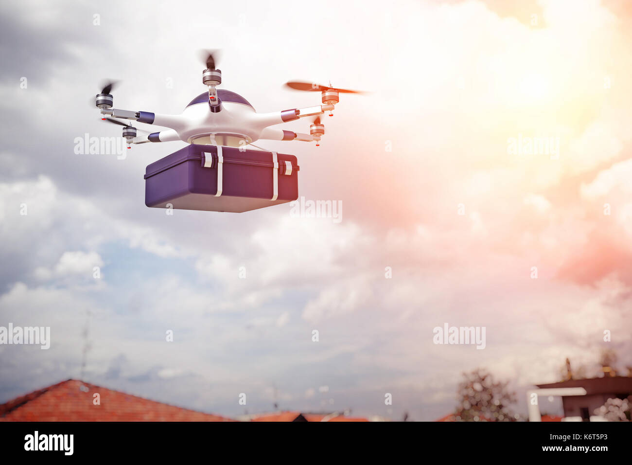 Consegna moderno drone 3d rendering immagine Foto Stock