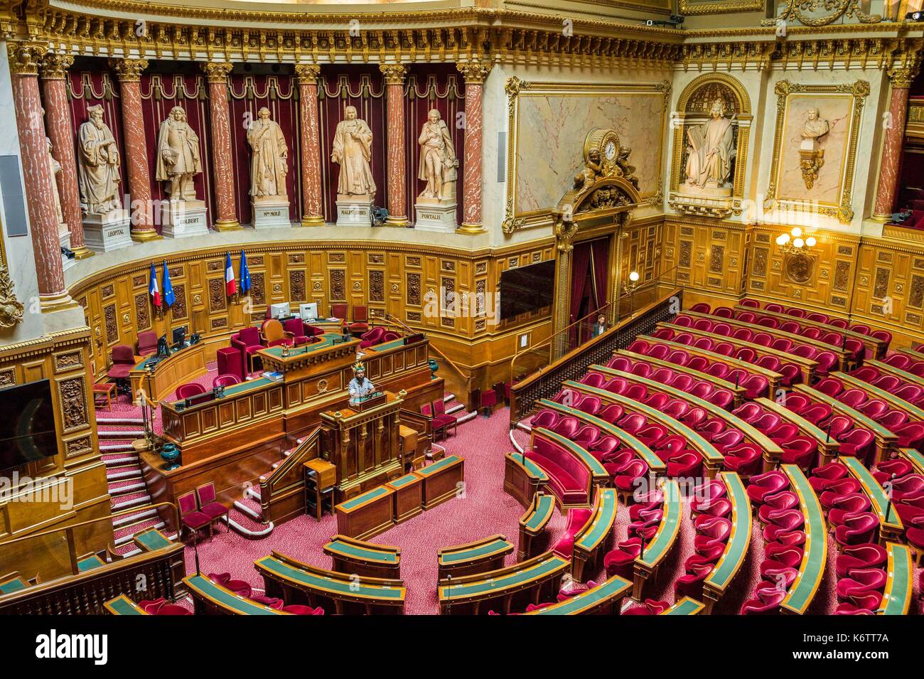 Francia, Parigi, Palais du Luxembourg, il Senato, l'Emiciclo, le riprese di un documentario con leader Papua Mundiya Kepanga Foto Stock