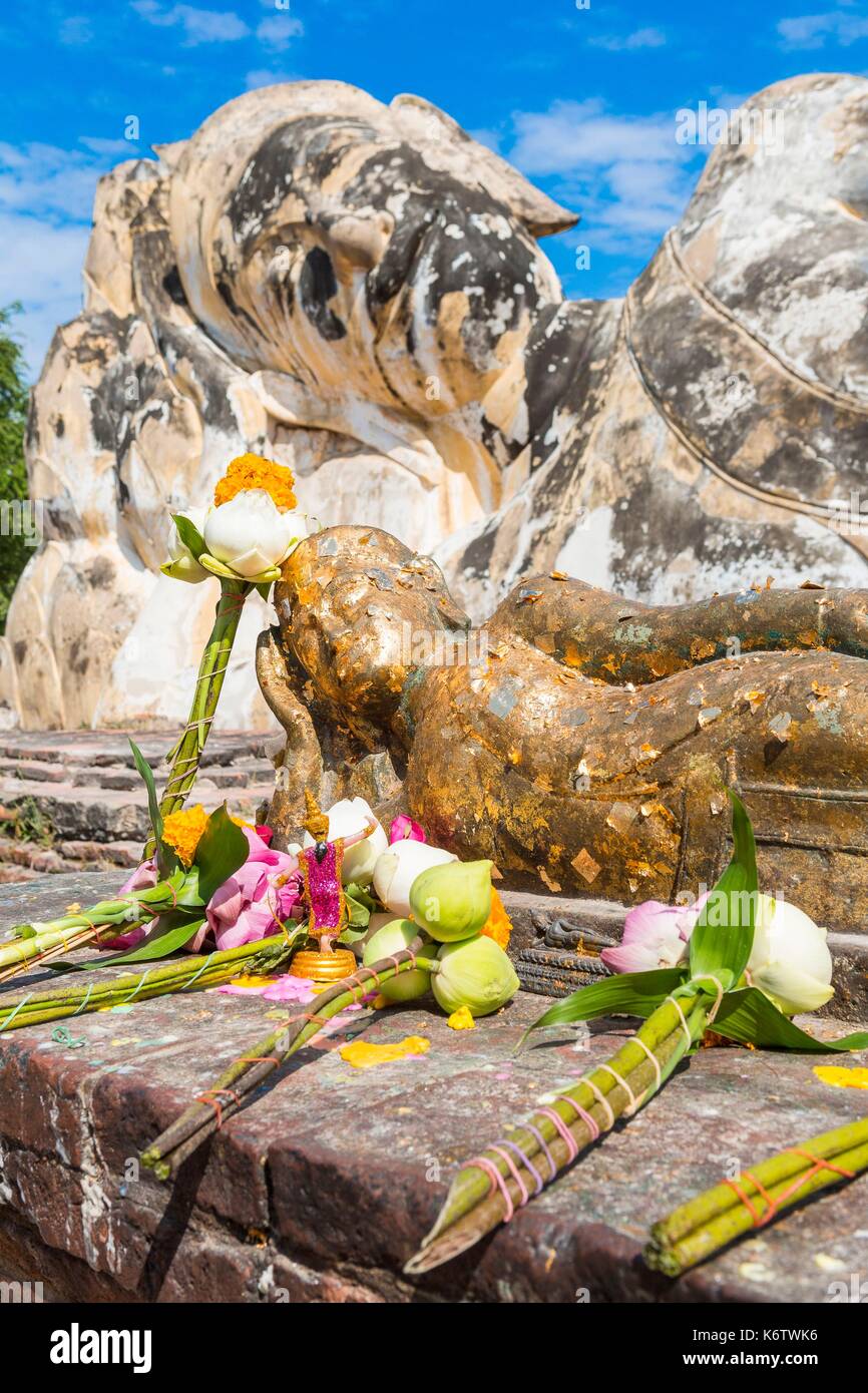 Thailandia, provincia di Phra Nakhon Si Ayutthaya, Ayutthaya, elencati come patrimonio mondiale dall' UNESCO, il parco storico, Wat Lokayasutharam Foto Stock