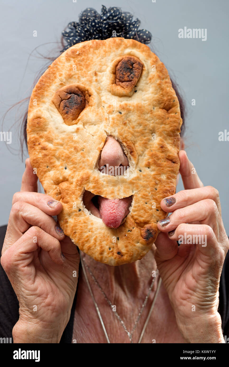 Pane Naan faccia Foto Stock