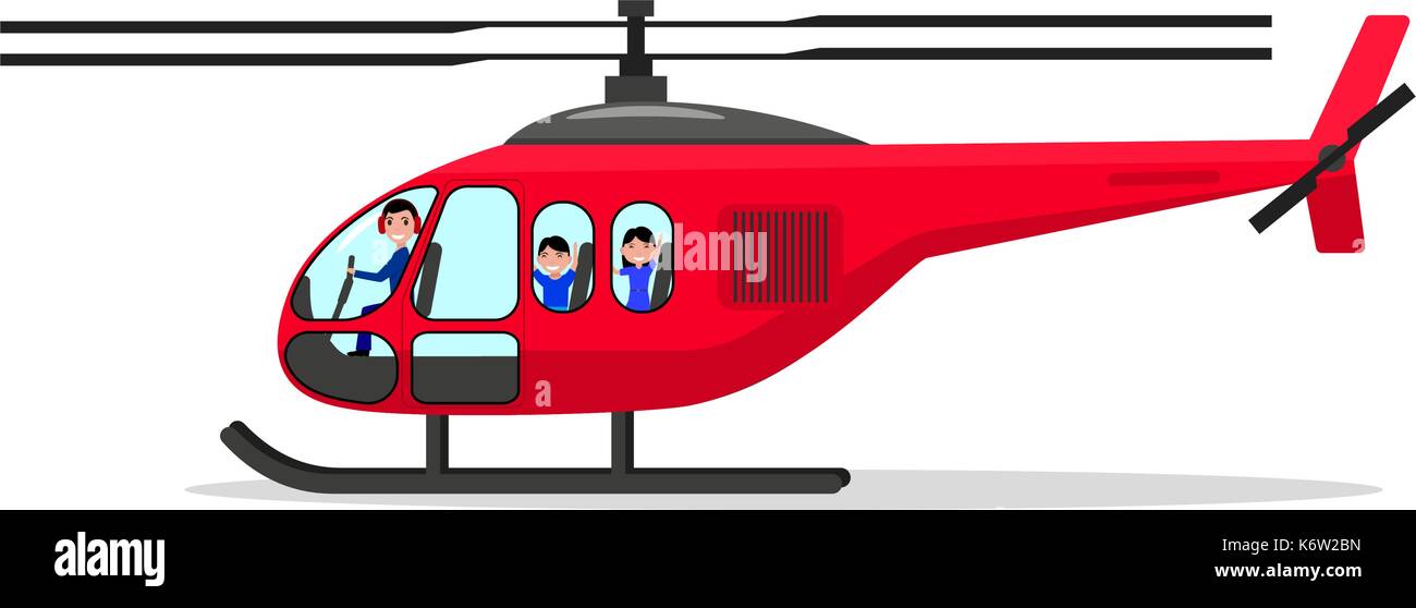 Vector cartoon elicottero con pilota di passeggeri Illustrazione Vettoriale