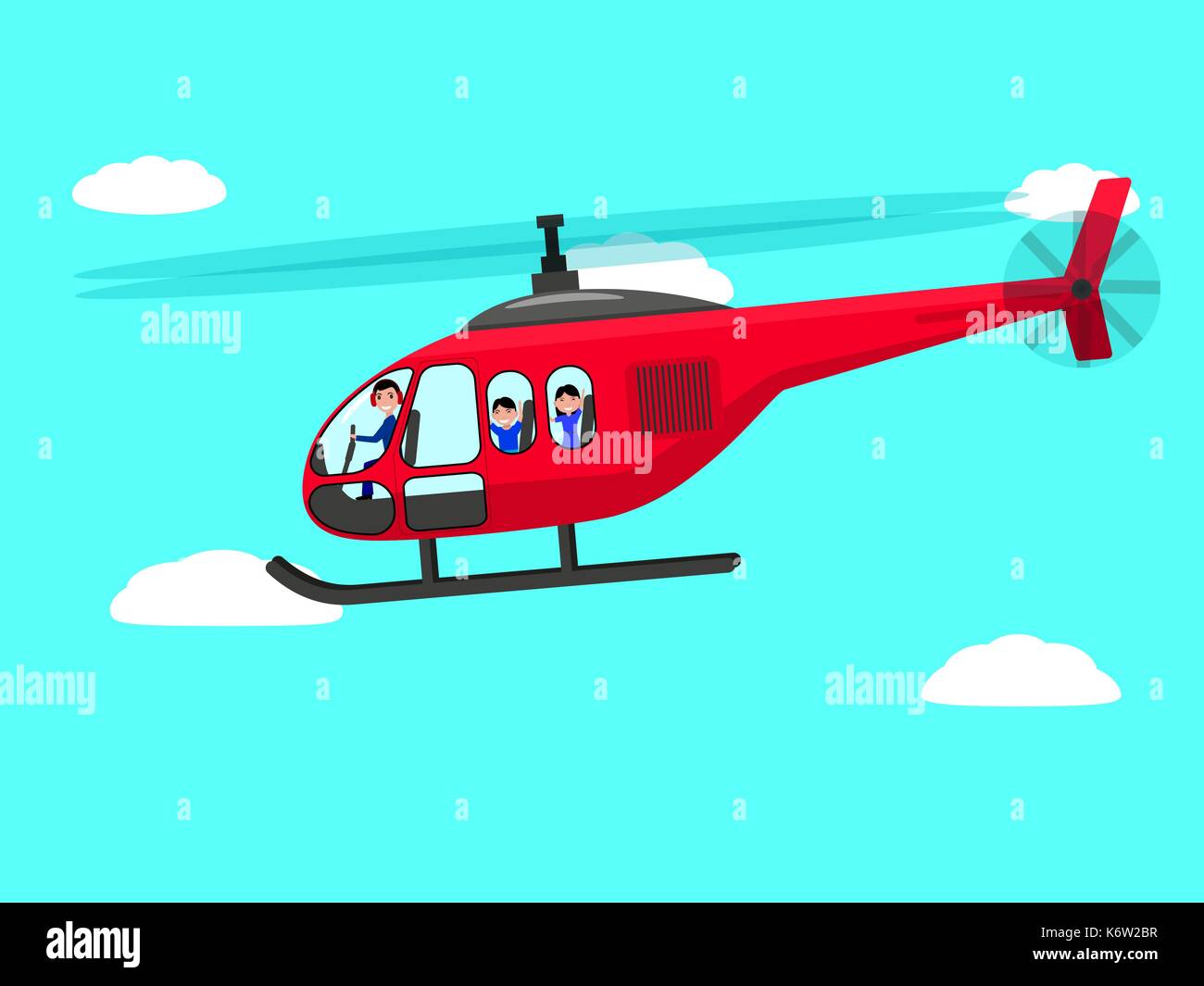 Vector cartoon elicottero persone battenti sky Illustrazione Vettoriale