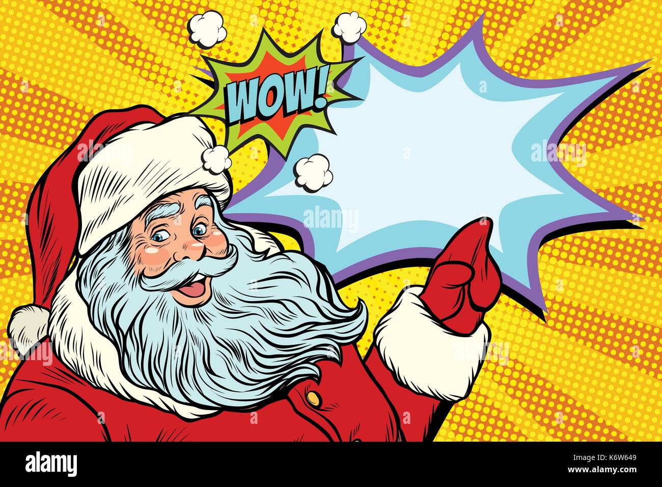 Wow Babbo Natale, Capodanno e Natale Illustrazione Vettoriale