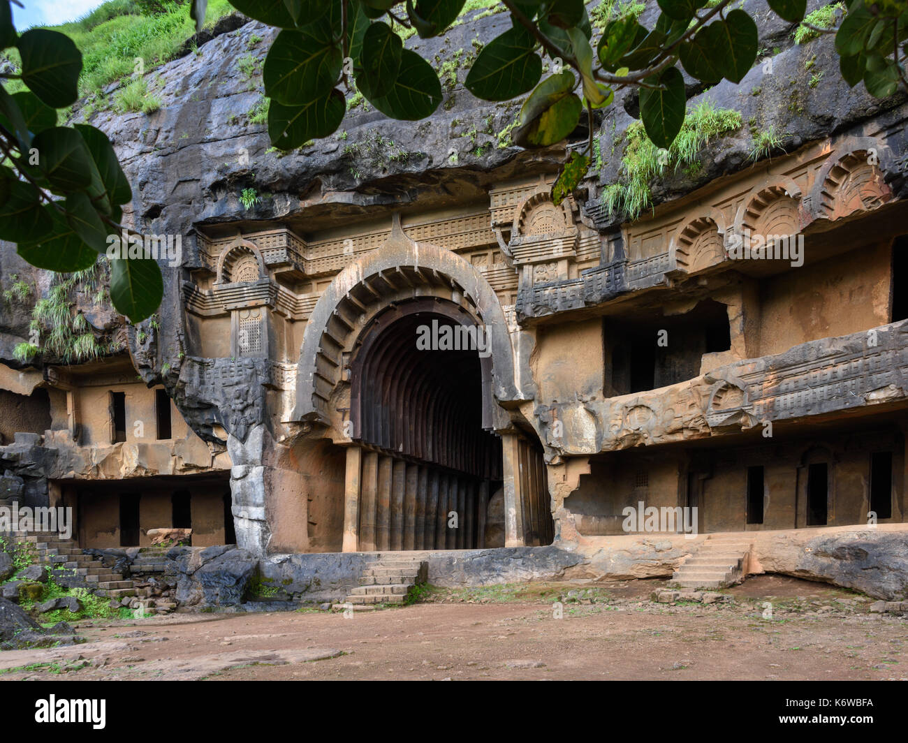 Chaityagriha a Grotte Bhaja XII, Maharashtra, India Foto Stock