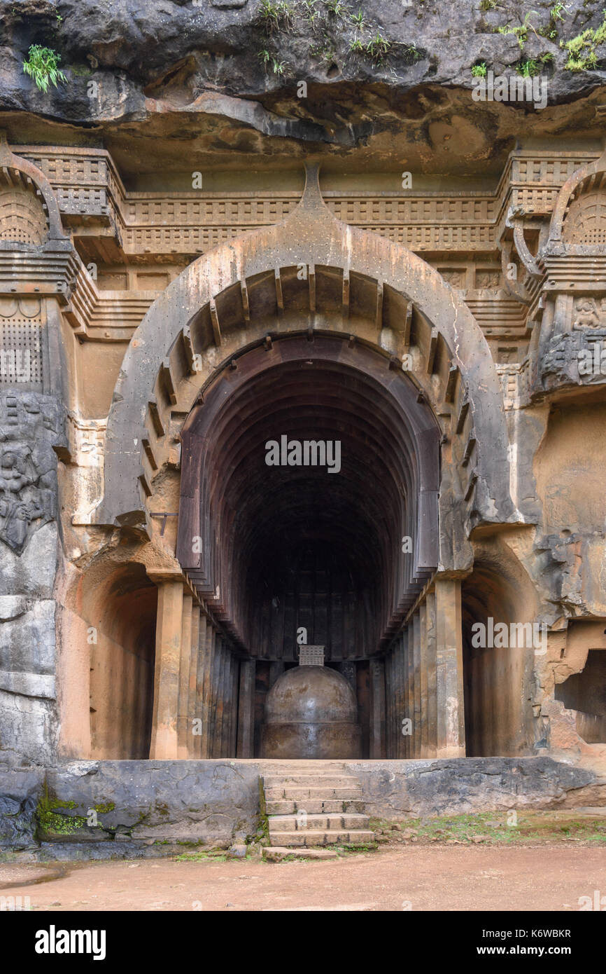 Chaityagriha a Grotte Bhaja XII, Maharashtra, India Foto Stock