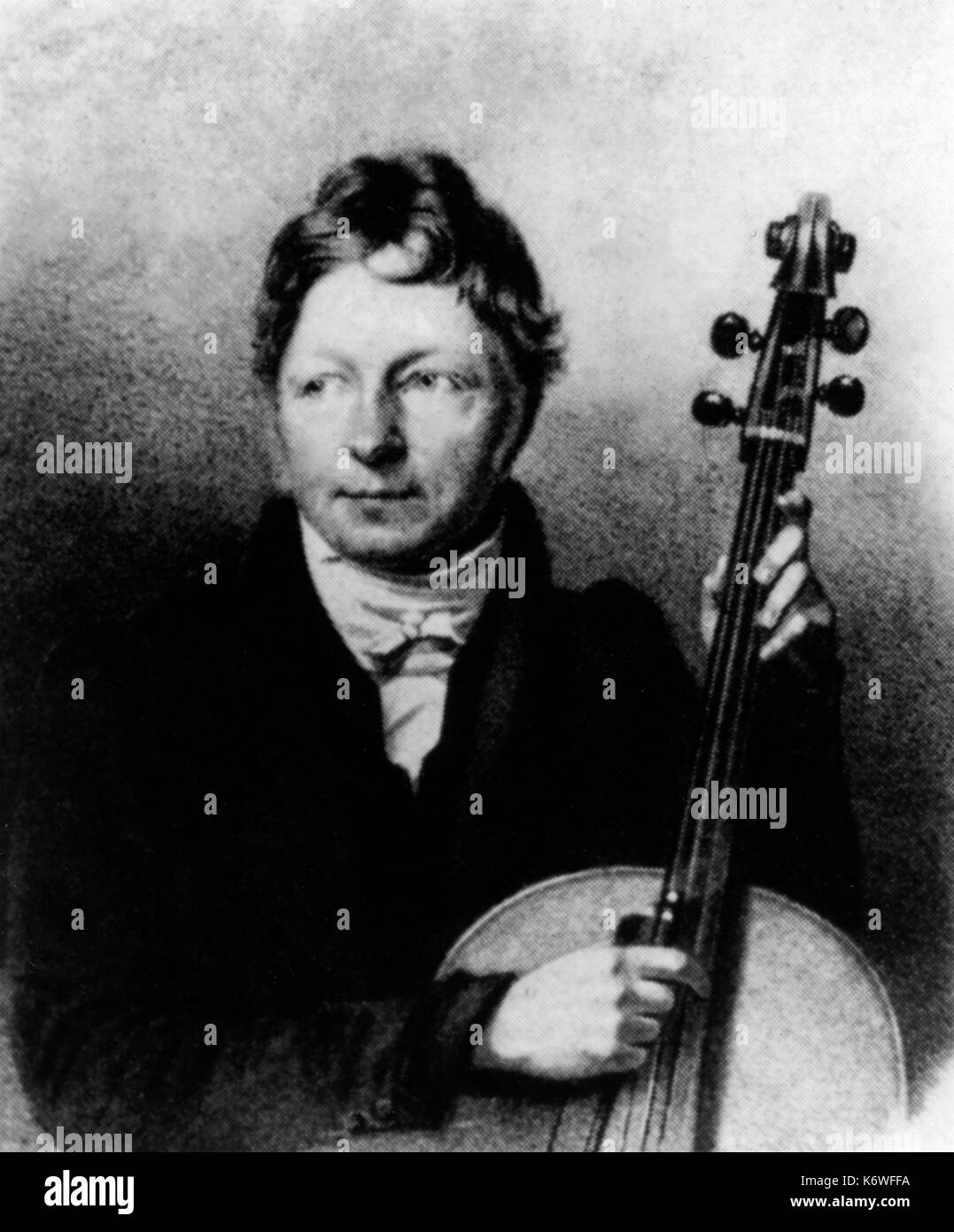 Bernhard ROMBERG violoncellista tedesco, ROMBERG Bernhard violoncellista Tedesco, 1767-1841. Litografia da Kräger dopo Gentili Foto Stock