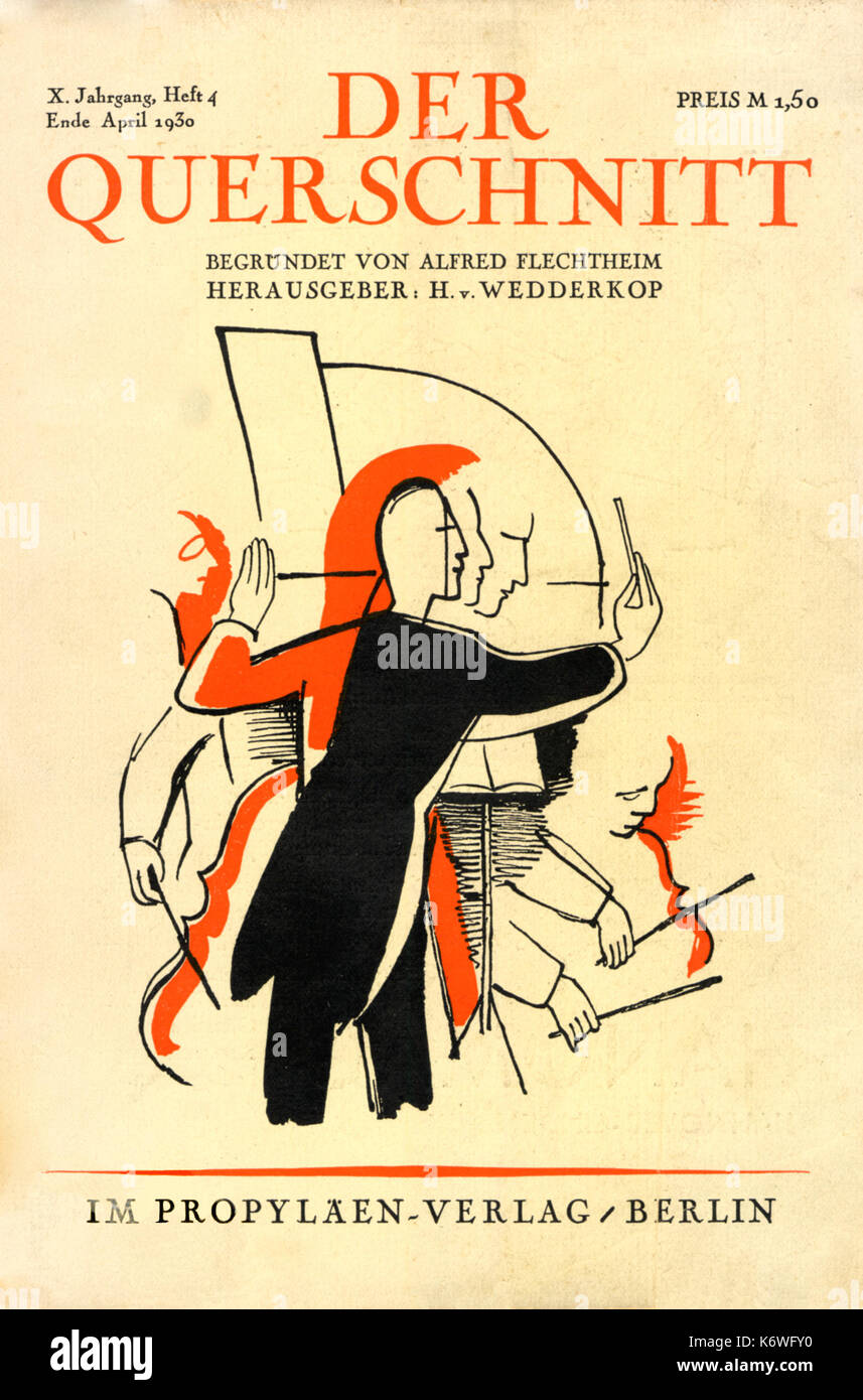 Coperchio del 'Der Querschnitt" music magazine, 1930. Conductor mediante baton, rivolto verso l orchestra. Foto Stock