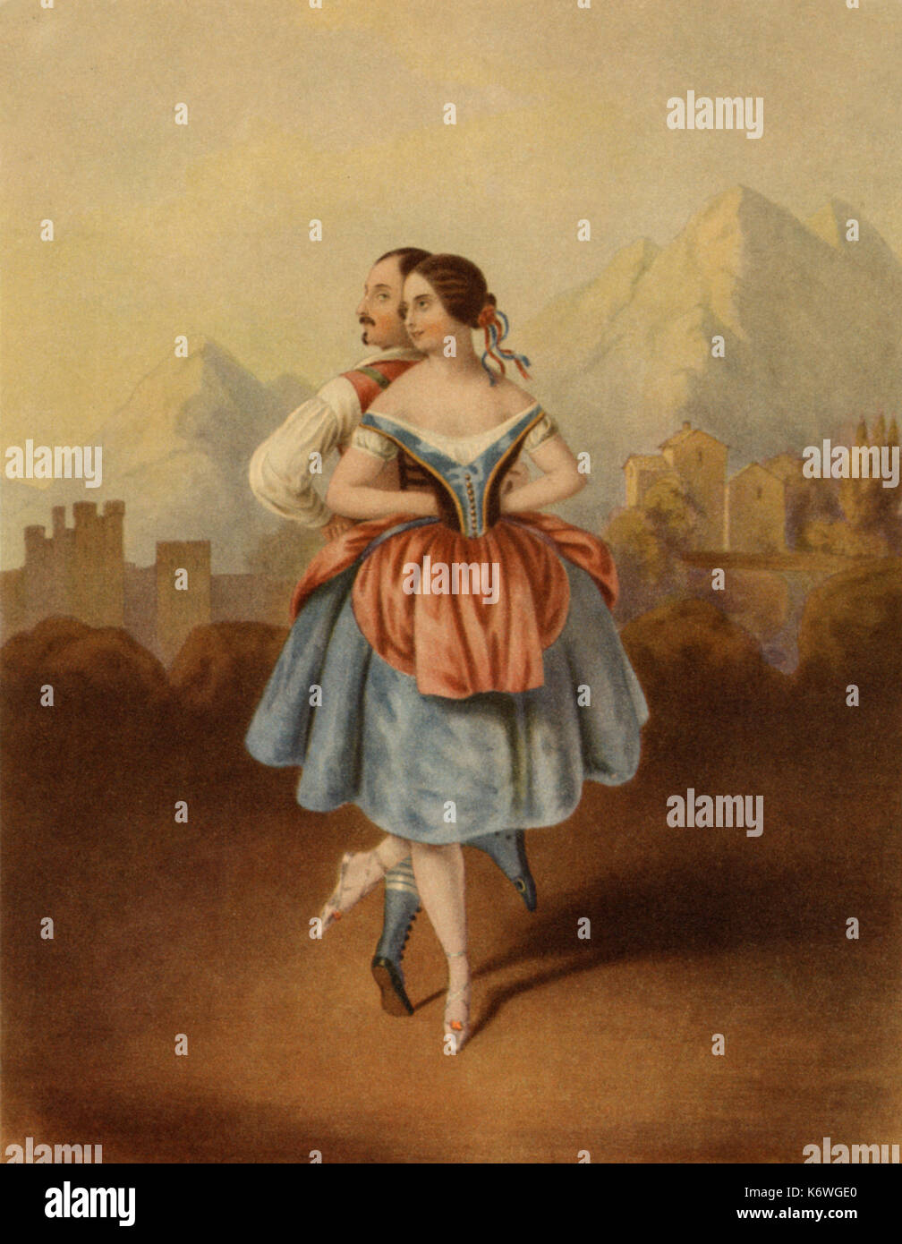 Fanny Cerrito e Saint Léon dancing in La Redowka Polka. Sulla base di ballo folk. Danzatore italiano. 11 Maggio 1817 - 6 Maggio 1909 Foto Stock