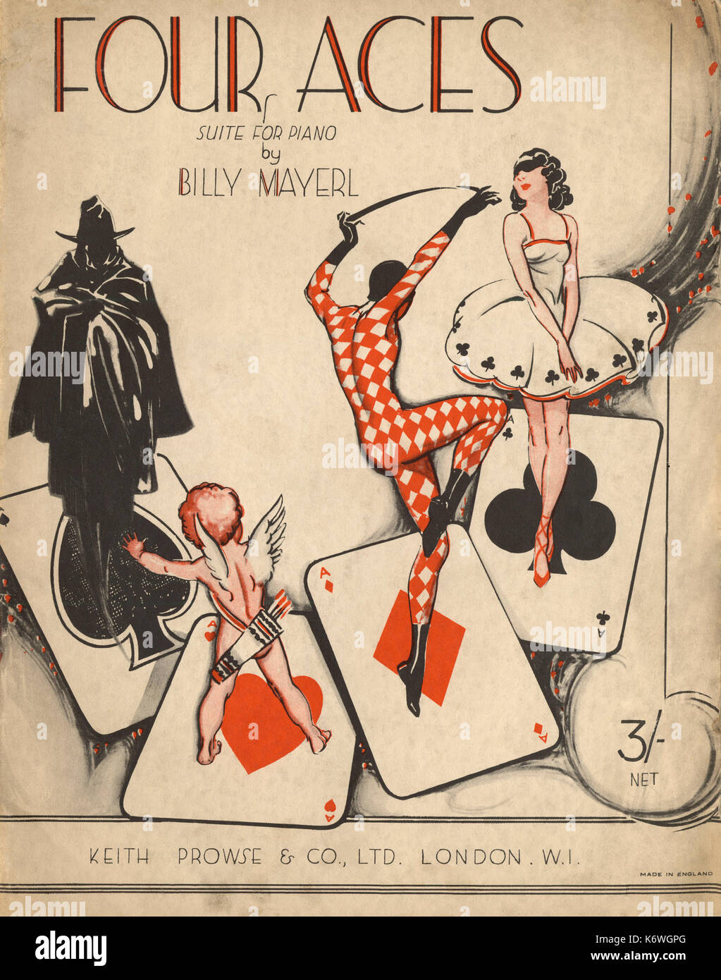 MAYERL, Billy - Coperchio del cliente quattro assi, suite per pianoforte suite per pianoforte. Pubblicato da Keith Prowse, Londra. Deisgner non noto. 1902-1959-British pianista,compositore. Foto Stock