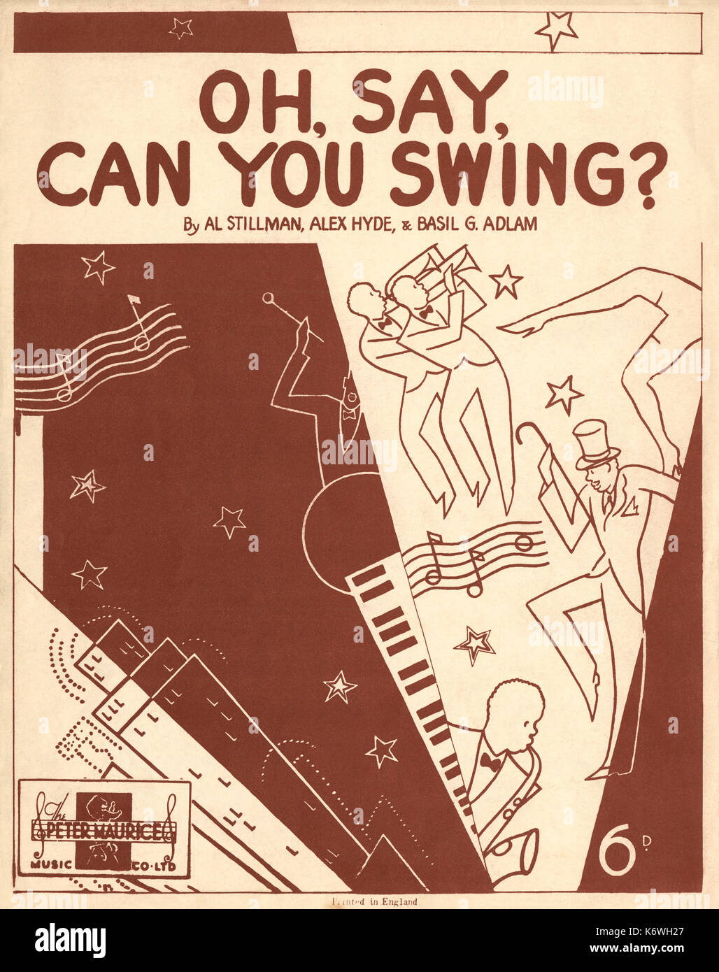 JAZZ - "Oh dire Potete Swing?" - Punteggio coprire di musica da Al Stilman, Alex Hyde & Basil G. Adlam. Londra, Peter Maurice Music Co. Ltd. 1936. Foto Stock