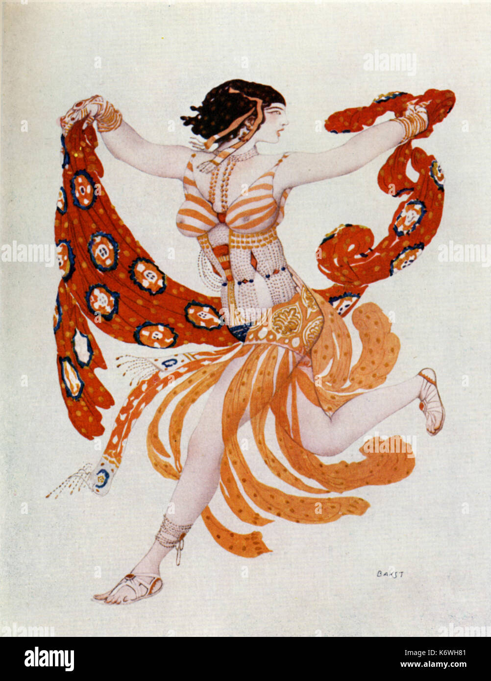 Leon Bakst 's costume design per la Danse Orientale. Probabilmente per Rimsky-Korsakov 's Sherazade. Il compositore russo (1844-1908) Foto Stock