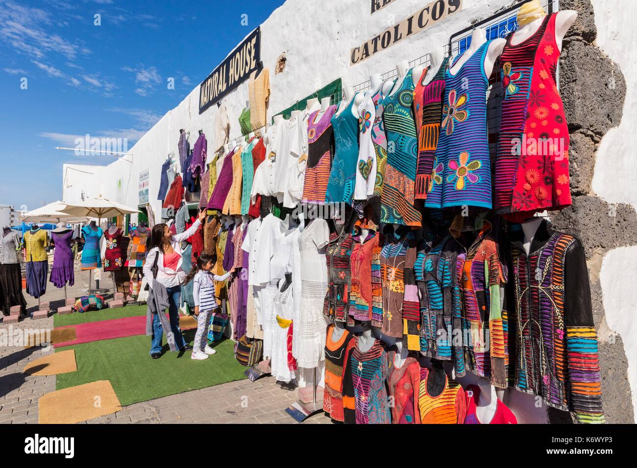 Spagna isole canarie Lanzarote Island, Teguise, giorno di mercato Foto Stock