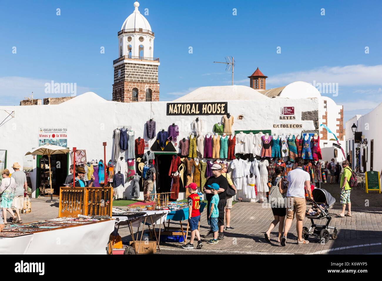 Spagna isole canarie Lanzarote Island, Teguise, giorno di mercato Foto Stock