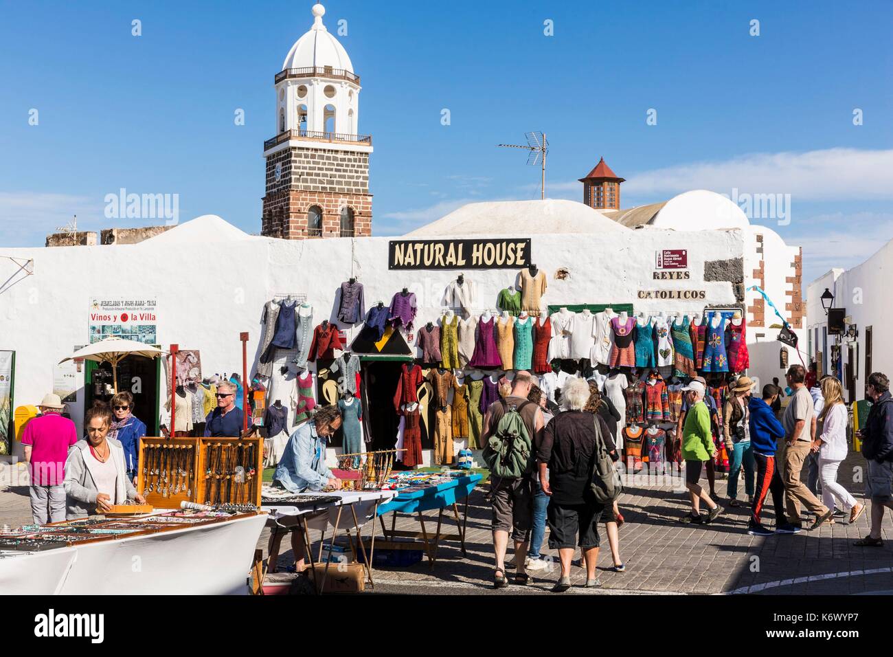 Spagna isole canarie Lanzarote Island, Teguise, giorno di mercato Foto Stock