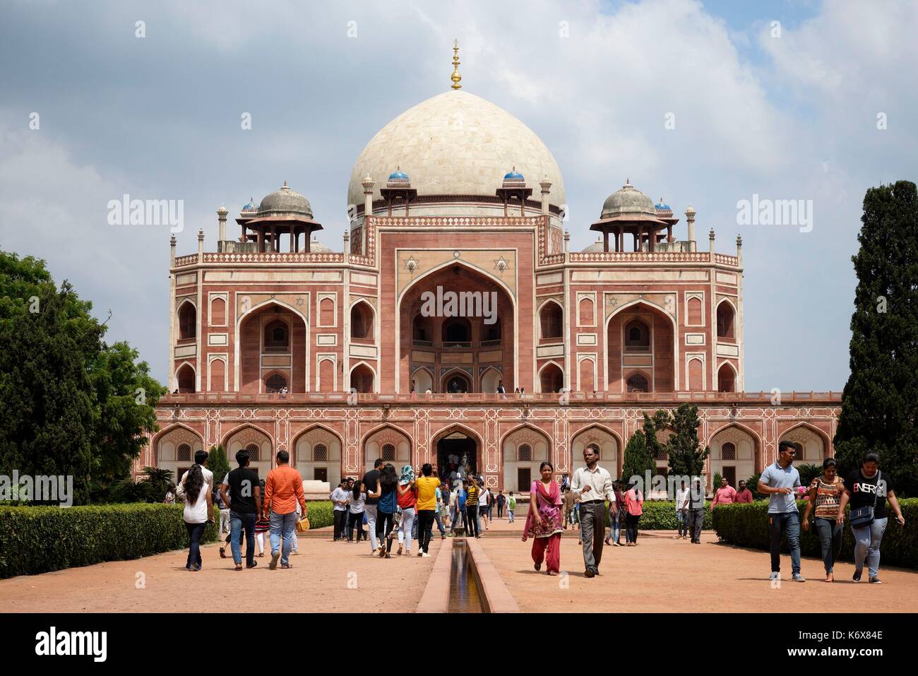 India, Delhi, Imperatore la tomba di Humayun, cinquecentesca tomba Mughal elencati come patrimonio mondiale dall' UNESCO Foto Stock