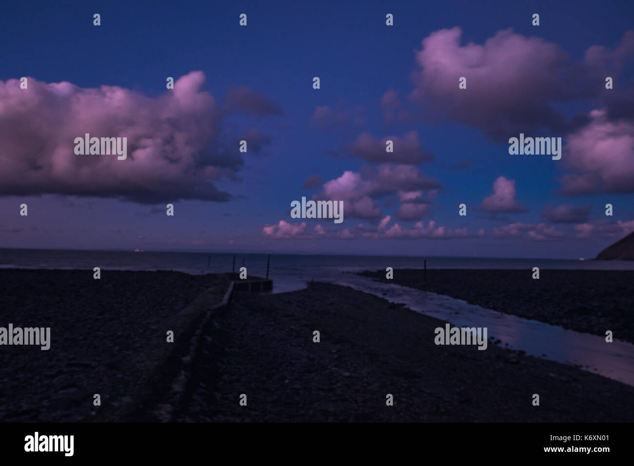 Lynmouth Harbour di notte Foto Stock