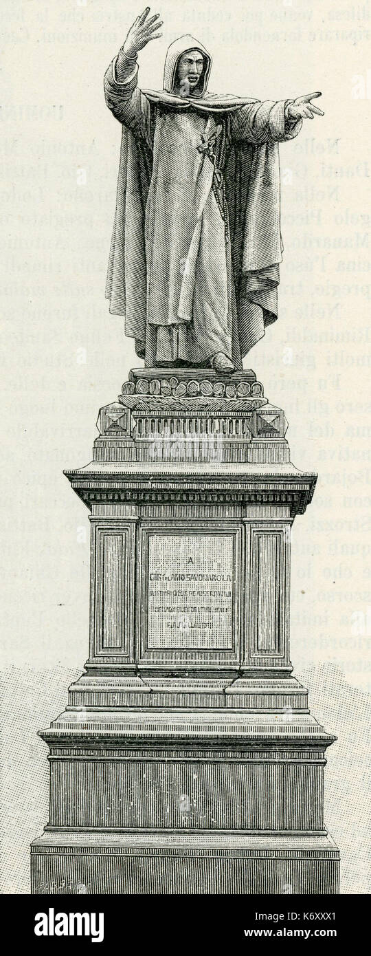 Ferrara Monumento a Girolamo Savonarola Foto Stock