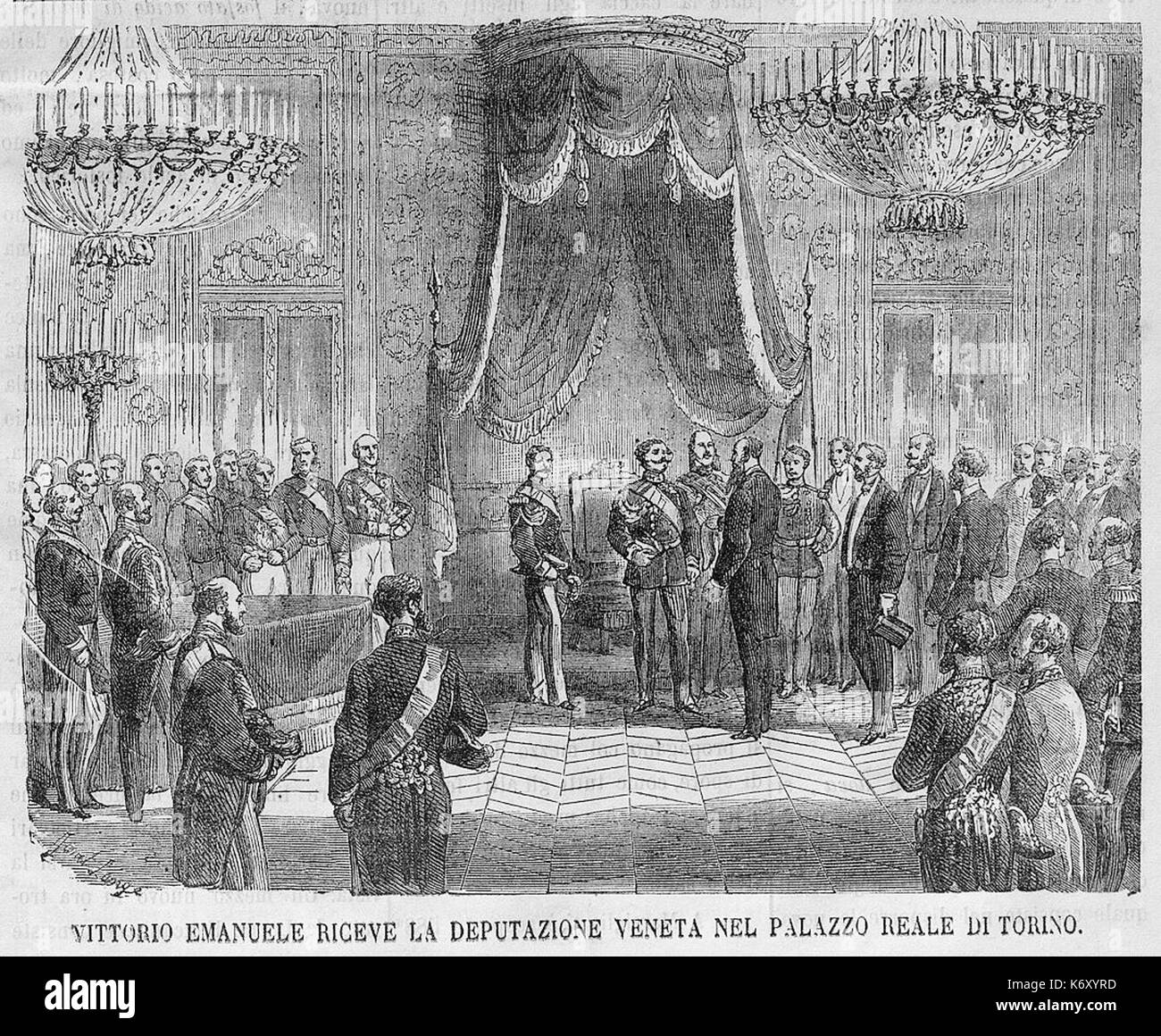 Emporio Pittoresco 1866, p. 1201 Vittorio Emanuele riceve la deputazione veneta Foto Stock