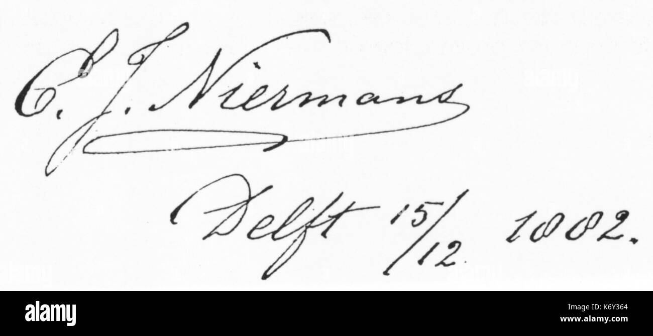 Eduard Johan Niermans firma 1882 Pinchon 1991 p20 Foto Stock