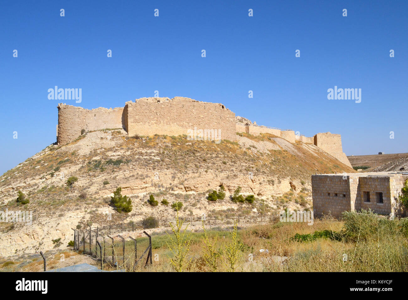 Cenere castello shubak, Giordania. Il castello è un popolare punto di sosta sulla strada per Petra. Foto Stock