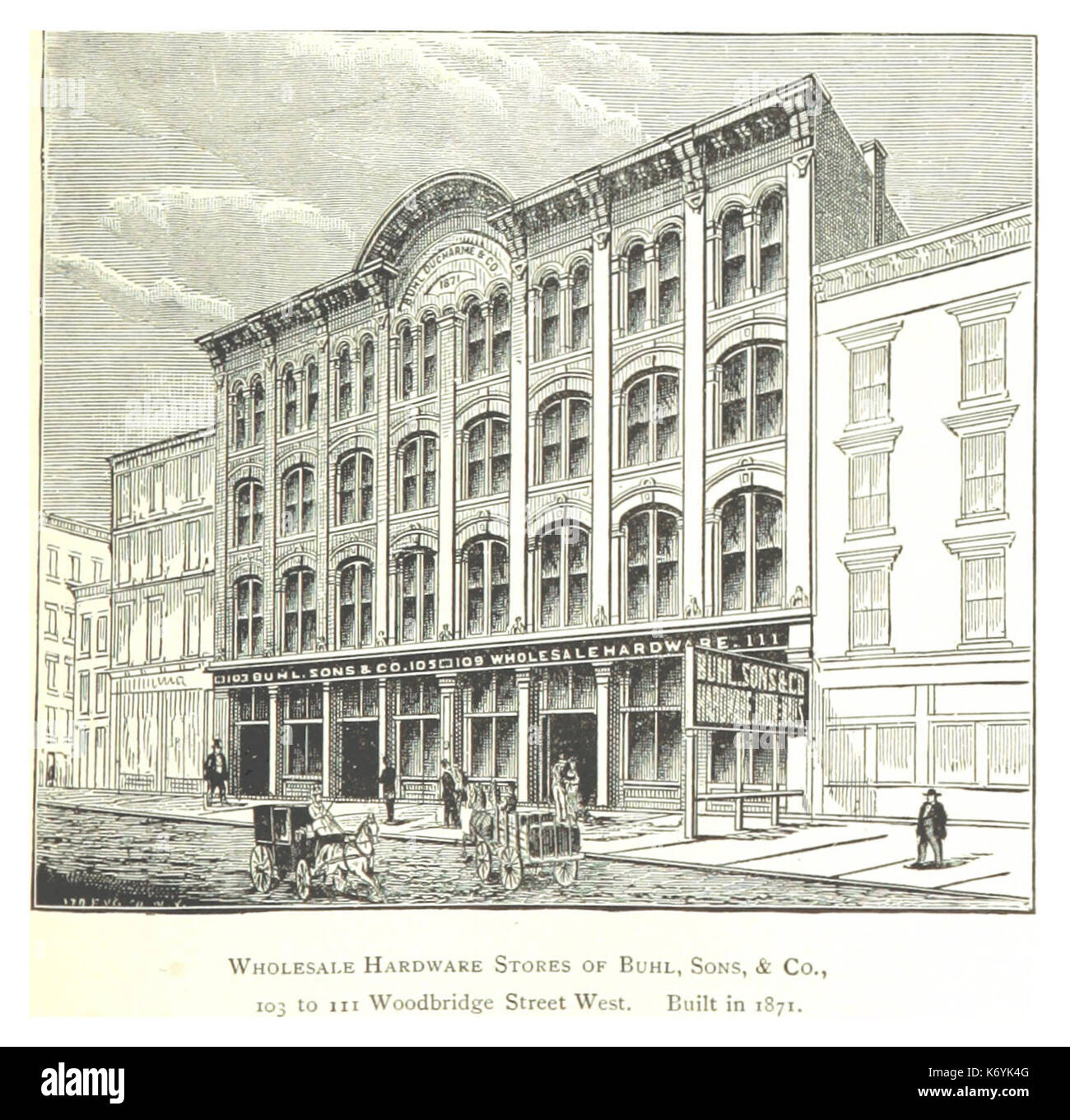 Imprenditore(1884) Detroit, p843 ALL'INGROSSO NEGOZI DI HARDWARE DI BUHL, figli, & CO., 103 a 111 Woodbridge Street West. Costruito nel1871 Foto Stock