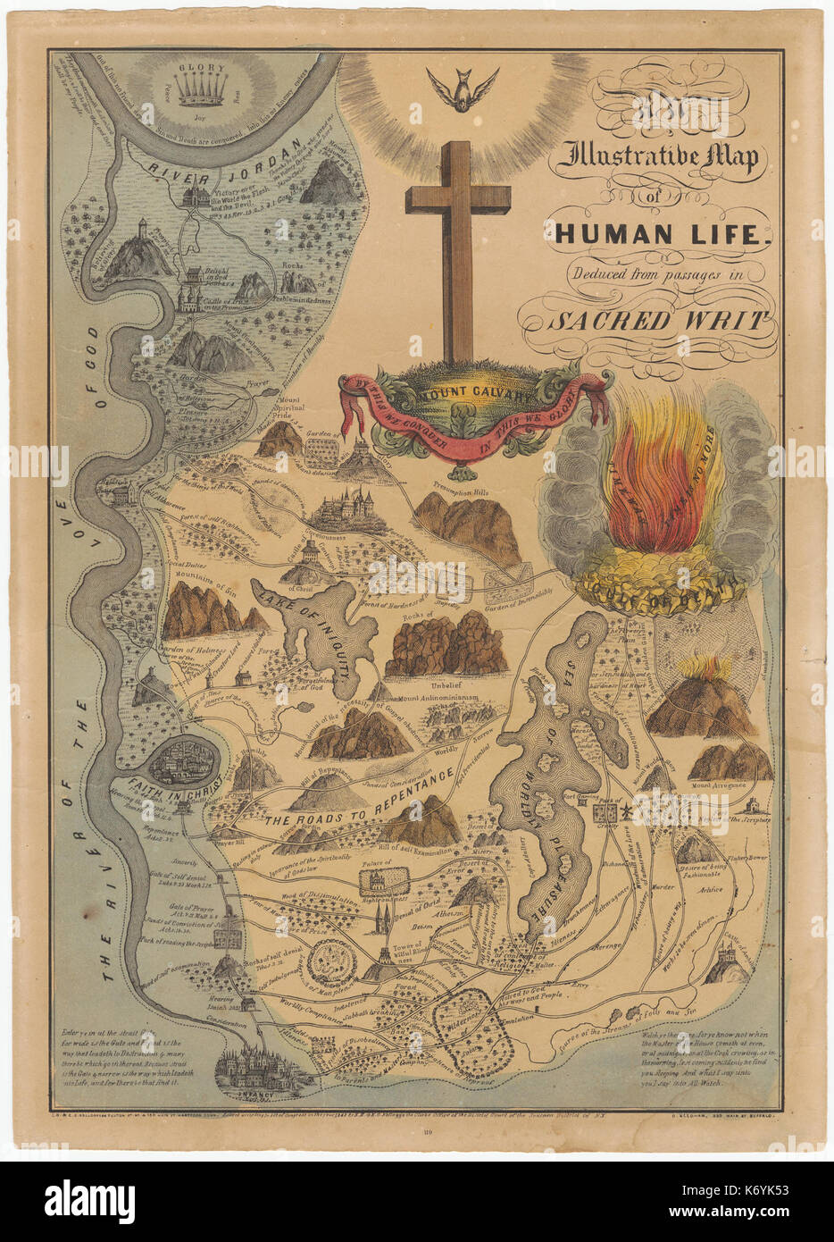 EB&CE Fratelli Kellogg, mappa illustrativa della vita umana, 1847 Cornell CUL PJM 1054 01 Foto Stock