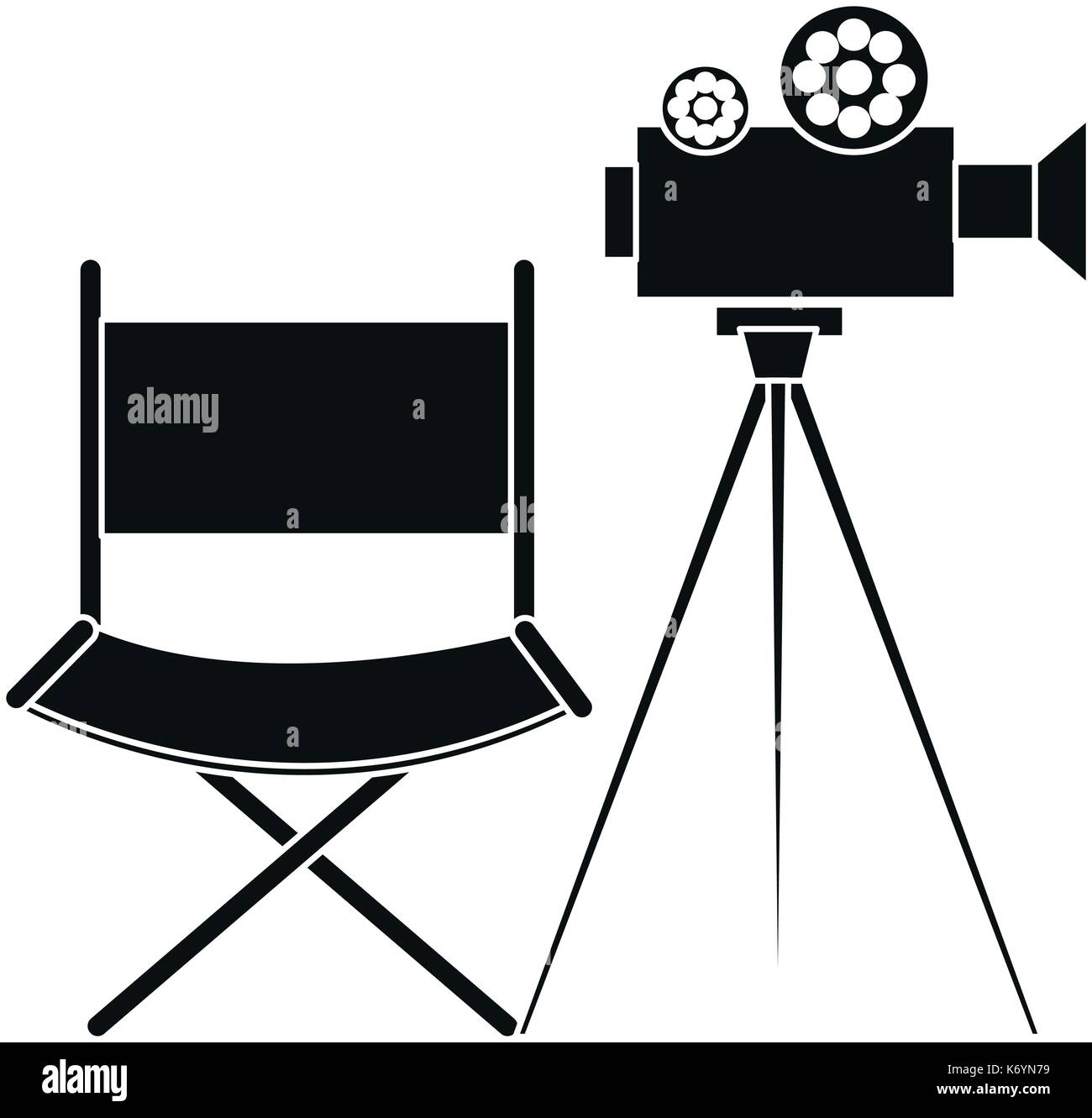 Film video telecamera con Sedia regista Immagine e Vettoriale - Alamy