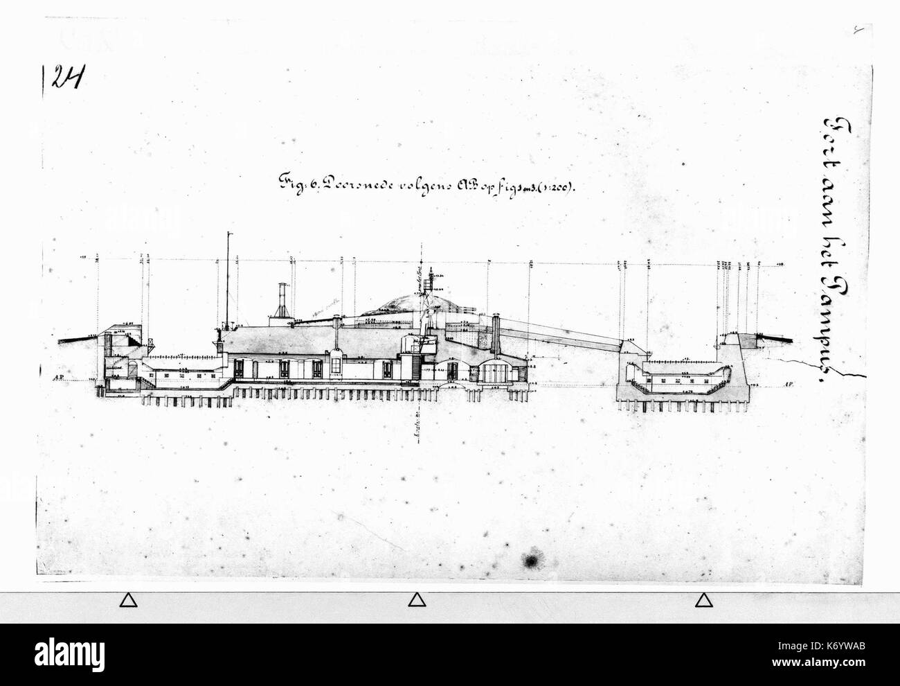 Fort Pampus doorsnede A B Foto Stock