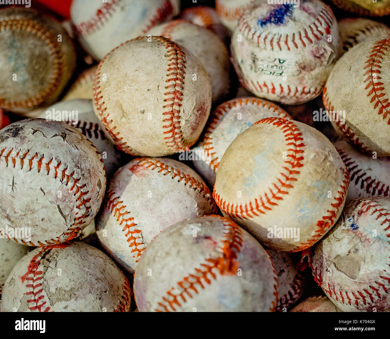 Vecchio baseballs Foto Stock