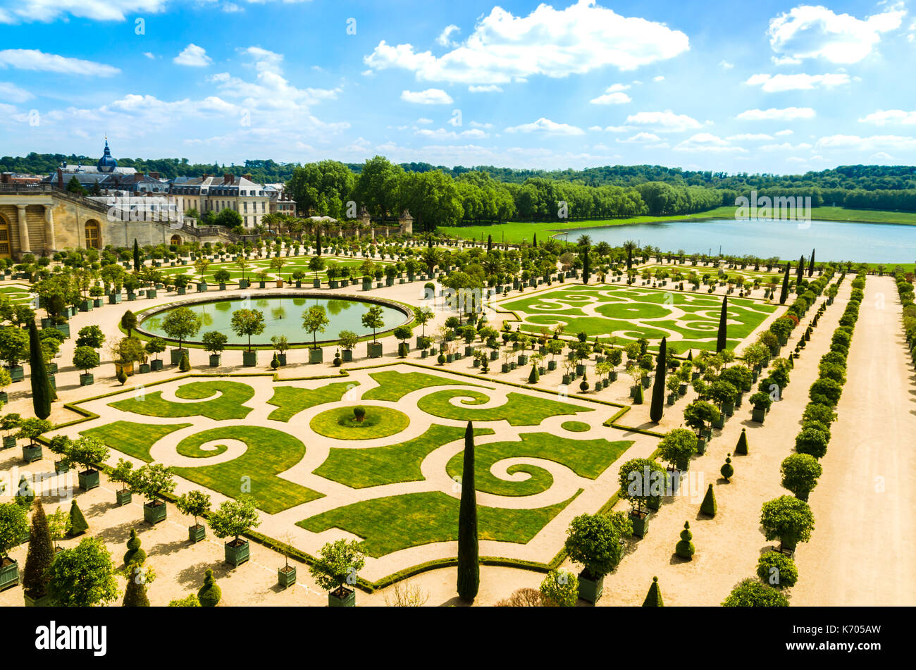 Versailles, Francia: i giardini del palazzo di Versailles nei pressi di Parigi, Francia. Foto Stock