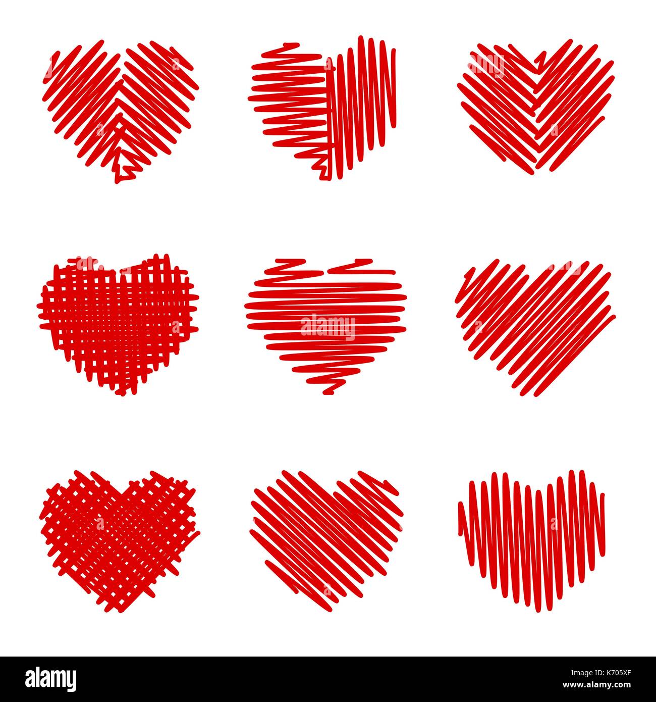 Tratteggio trasversale valentines impostato Illustrazione Vettoriale