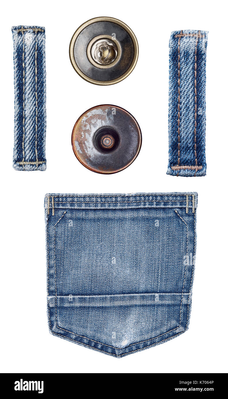 Raccolta di varie etichette di jeans e parti Foto Stock