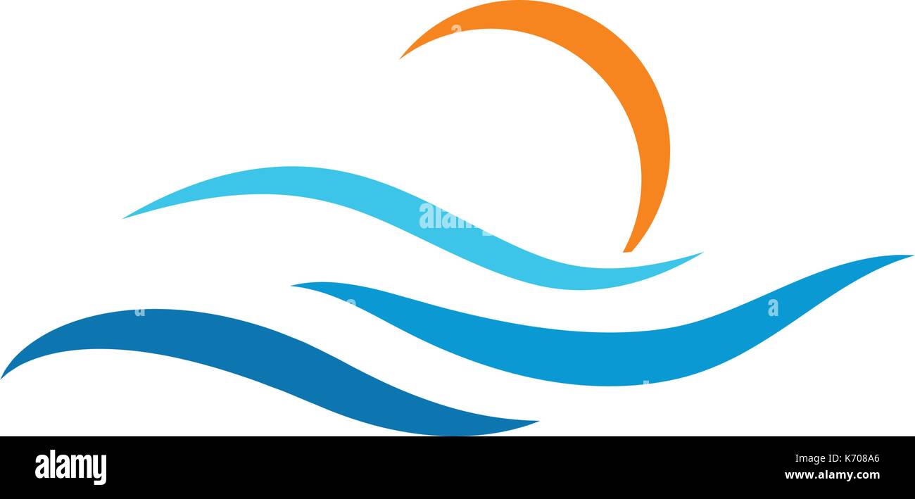 Acqua logo a forma di onda modello illustrazione vettoriale design Illustrazione Vettoriale