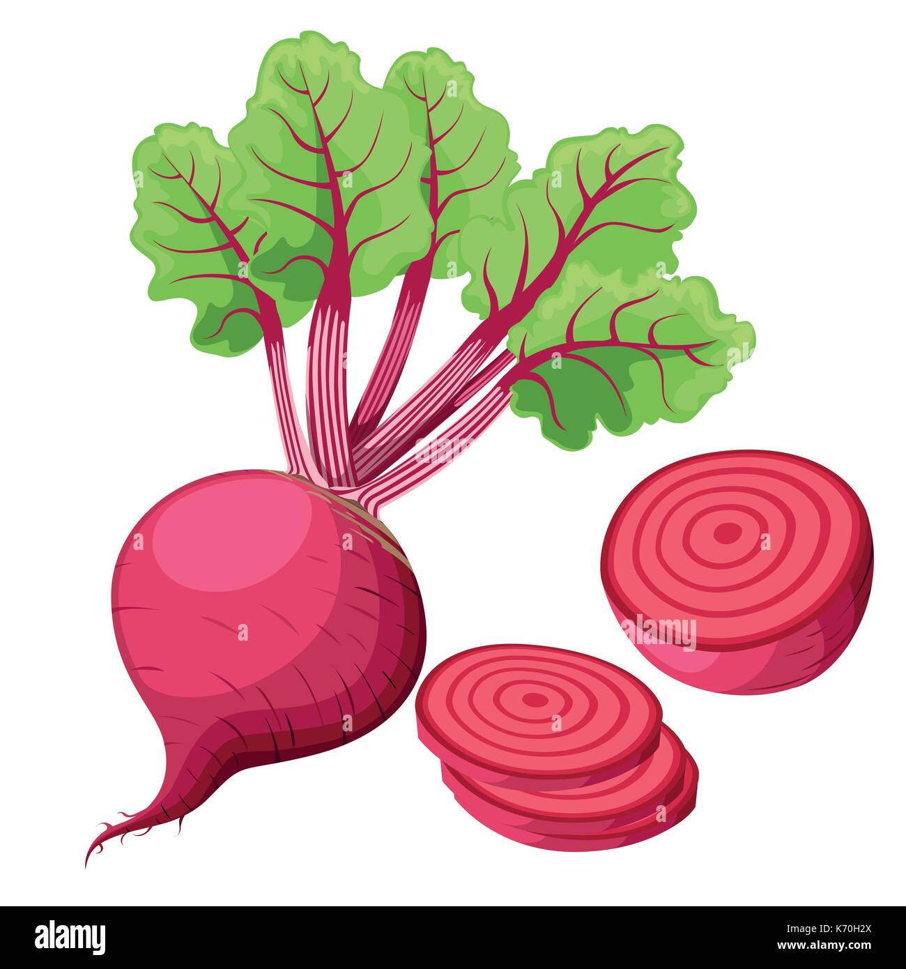 Le barbabietole vettore isolato su sfondo rosso barbabietola intero, tagliato a fette. set di barbabietole fresche in diverse forme piatte design icona. pagina del sito web e mobile Illustrazione Vettoriale