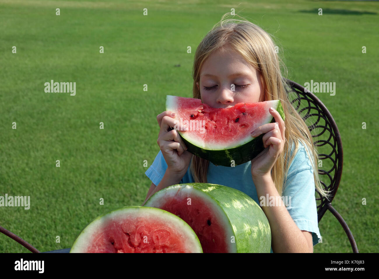 I bambini amano i cocomeri! Foto Stock
