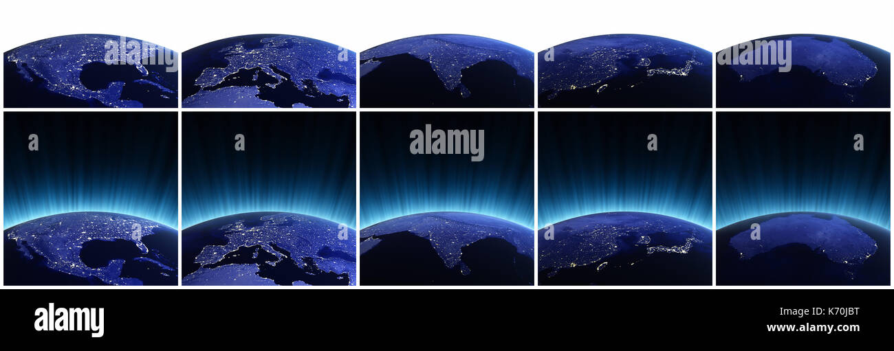 Il pianeta terra impostare il rendering 3D Foto Stock