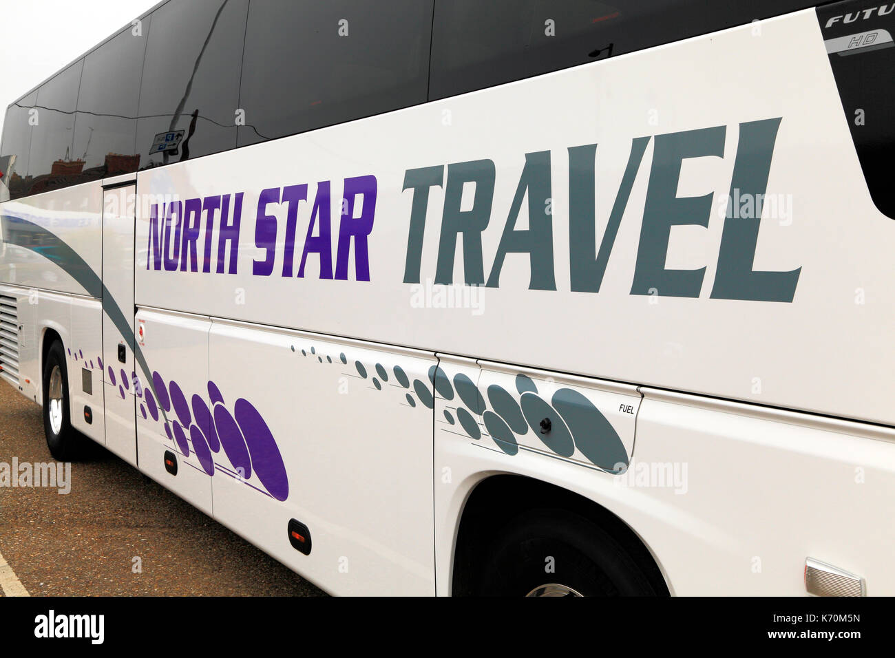 North Star Travel, pullman, autobus, gite di un giorno, viaggio, escursioni, escursione, società di viaggi, aziende, vacanza, vacanze, England, Regno Unito Foto Stock