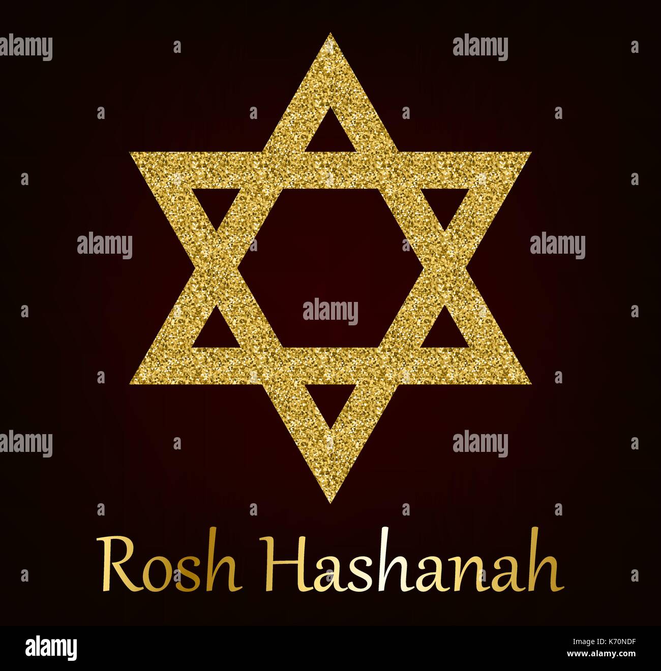 Rosh Hashanah biglietto di auguri con la stella di Davide fatta di sabbia dorata. Illustrazione Vettoriale per Ebrei Anno Nuovo Illustrazione Vettoriale