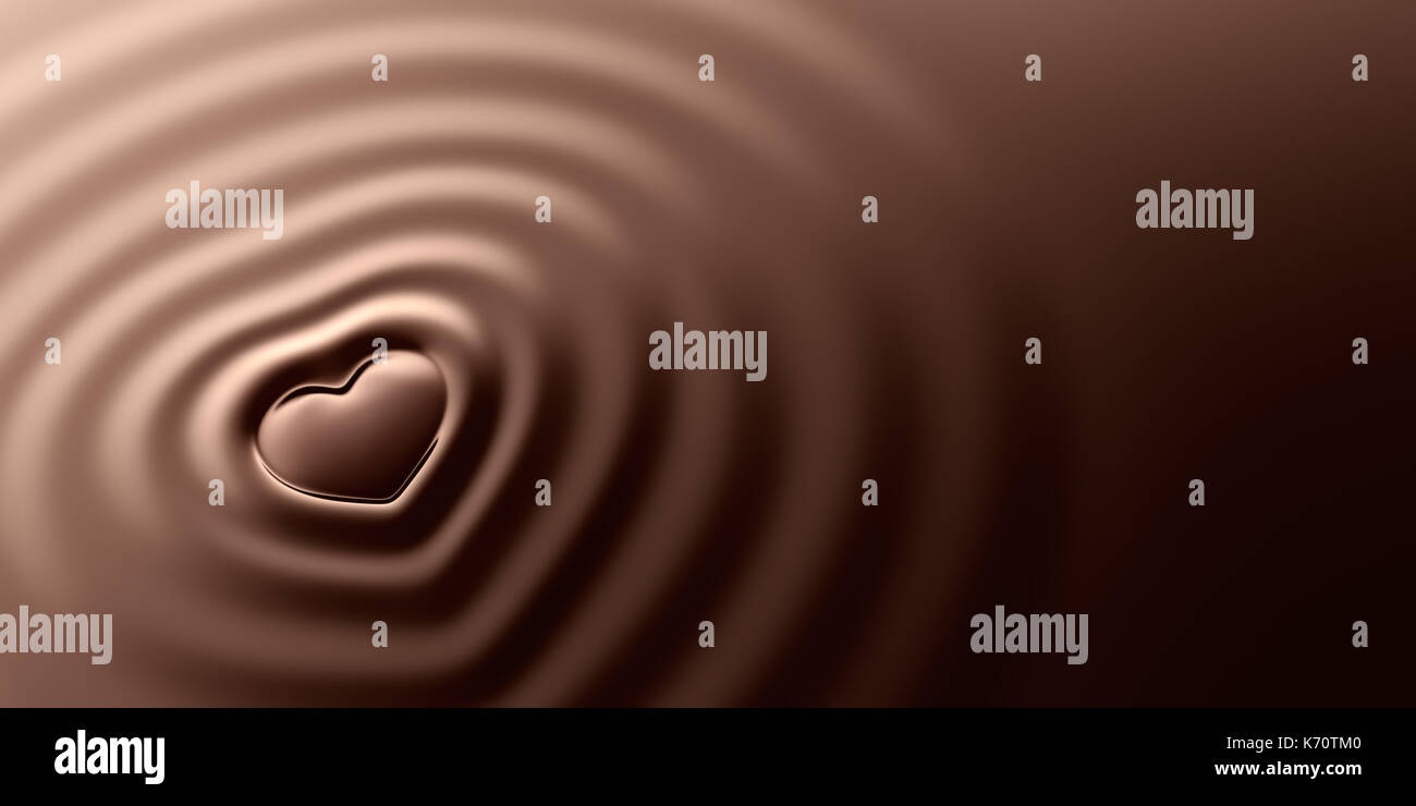 Bella forma di cuore le increspature sulla superficie di cioccolato Foto Stock