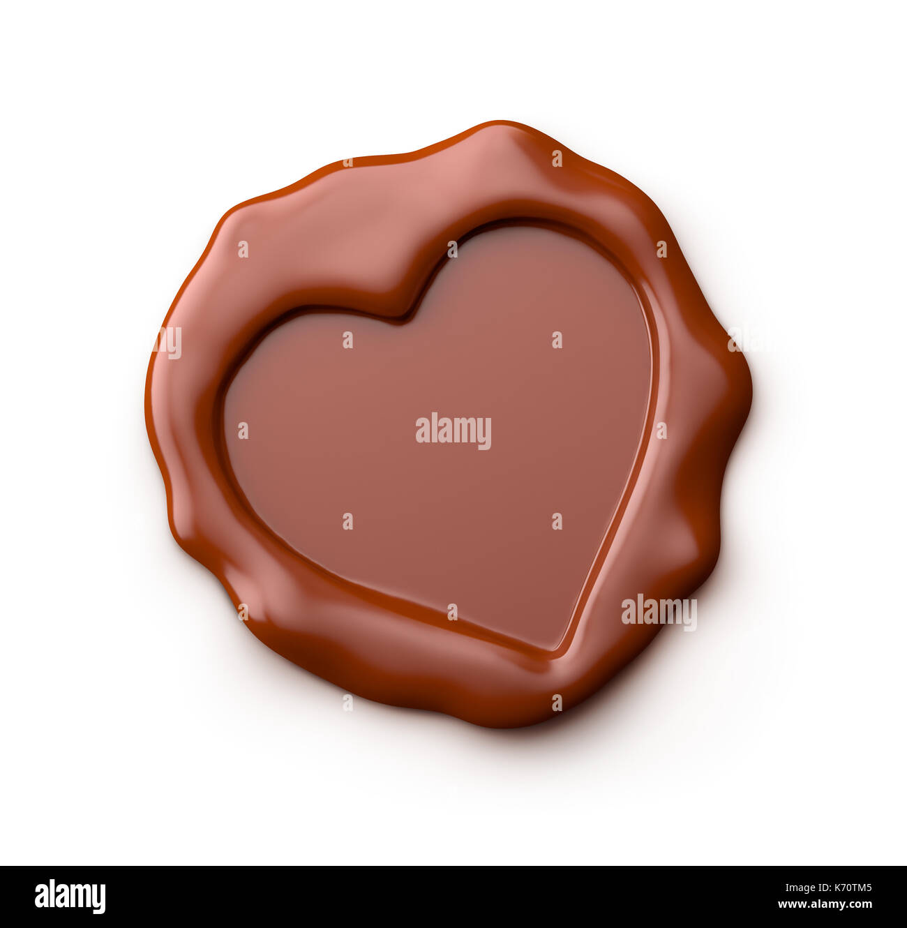 Forma di cuore isolato di cioccolato su sfondo bianco Foto Stock