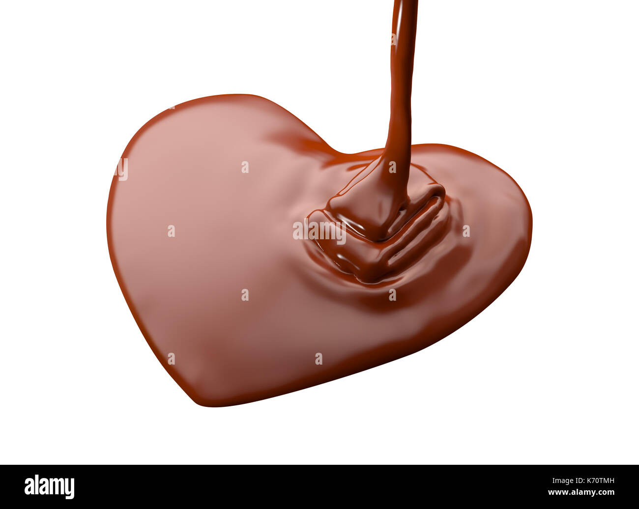 Forma di cuore isolato di cioccolato su sfondo bianco Foto Stock