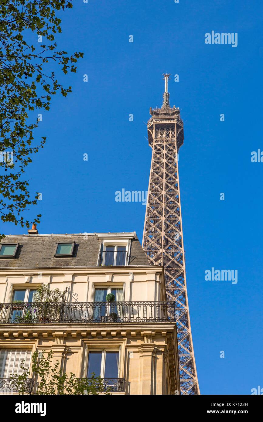 Francia, Parigi, la Torre Eiffel e gli edifici Parigini Foto Stock