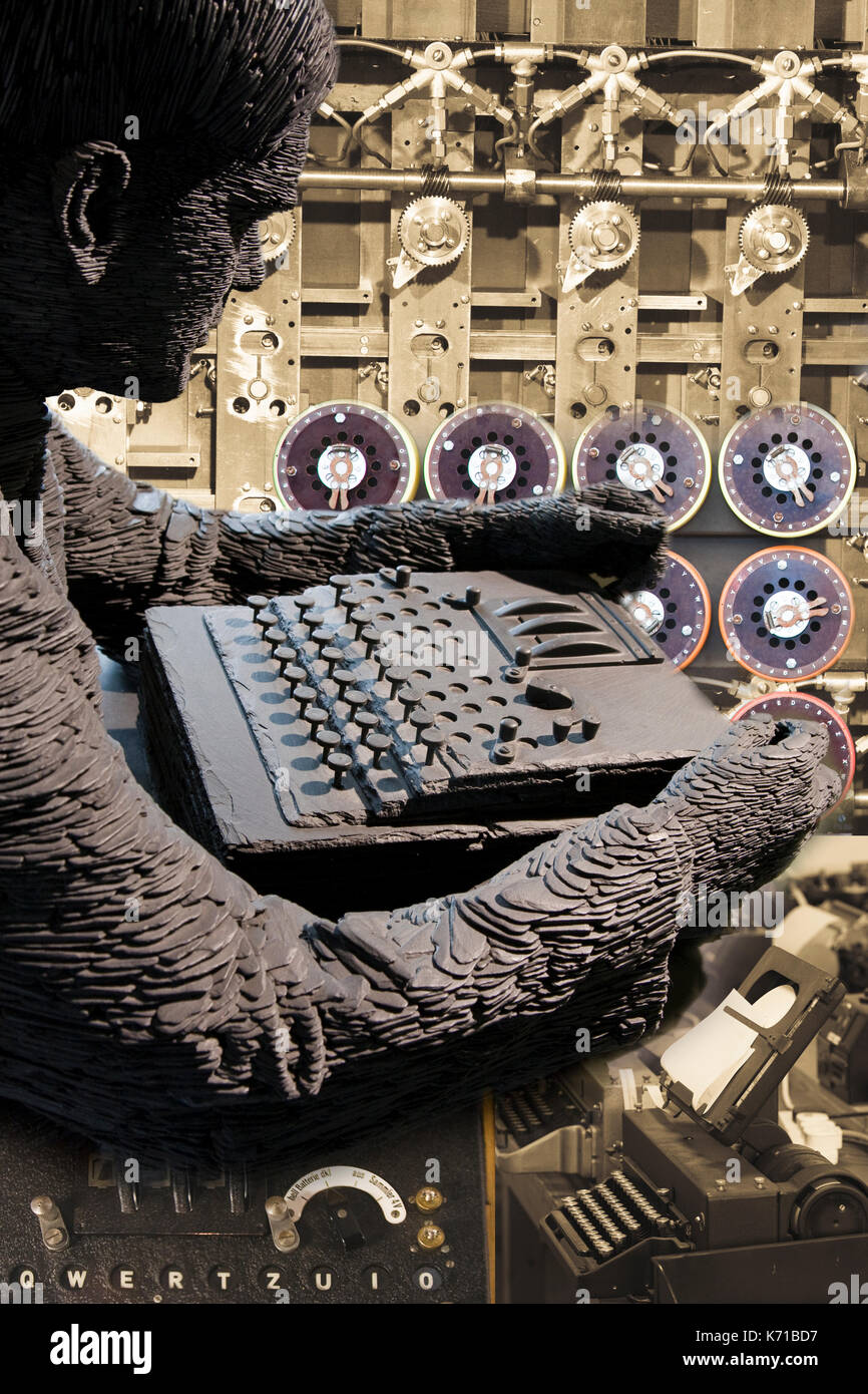 Alan Turing, bletchley park enigma collage Foto Stock
